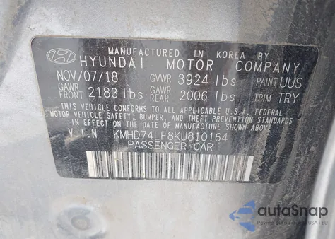 2019 Hyundai Elantra Se из США, поврежденный, VIN KMHD74LF8KU810164